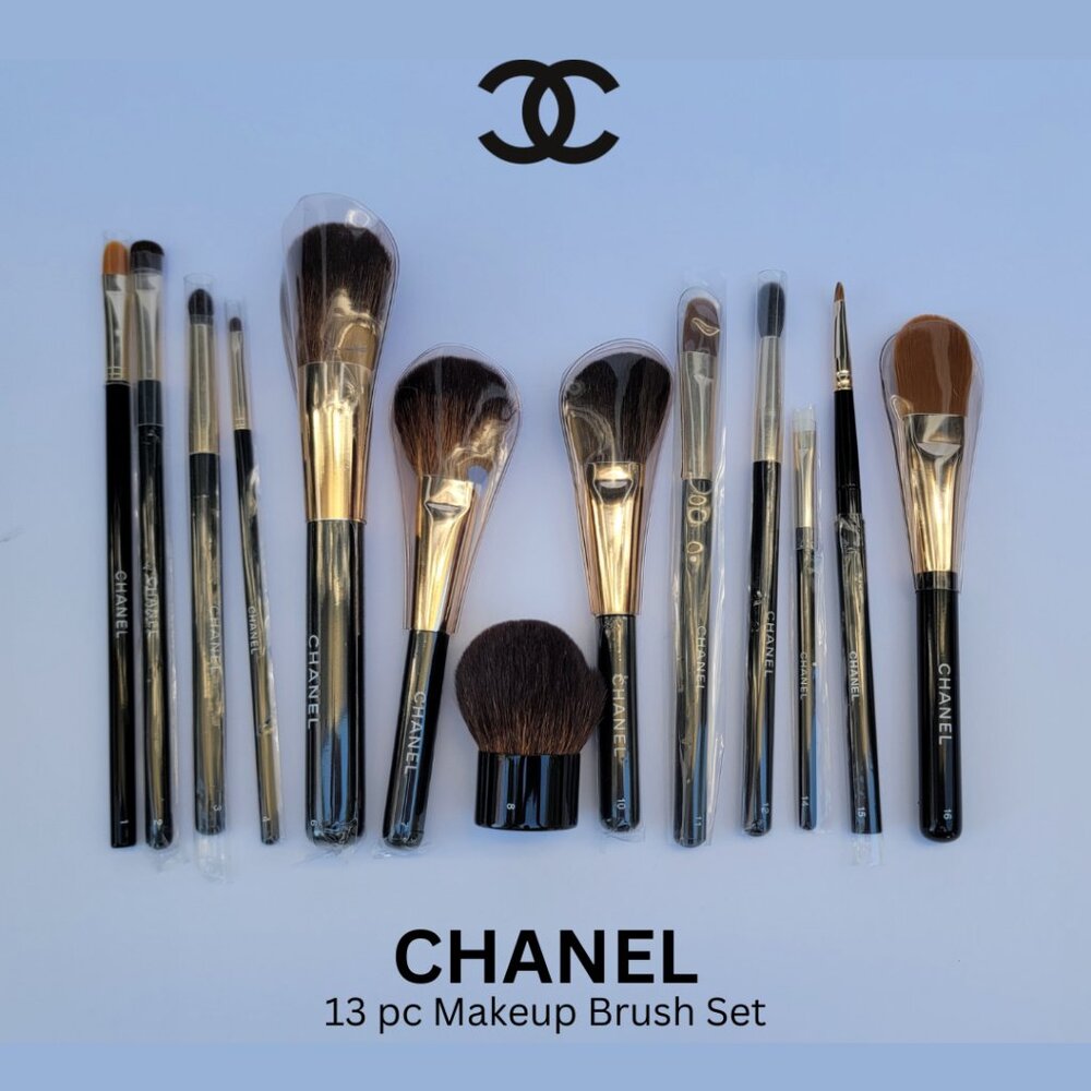 CHANEL authentic 13 pc Makeup Brush Set: Foundation, Blush, Contour, Eyeshadow,
